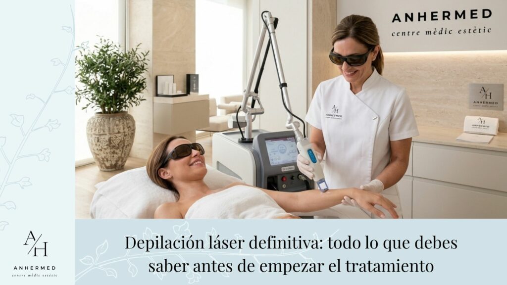 Profesional realizando un tratamiento de depilación láser definitiva en una clínica estética con tecnología láser de última generación.